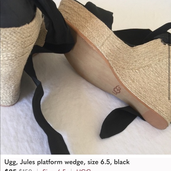 Ugg Jewels Platform Wedge in Black, Size 6.5 - Picture 4 of 4